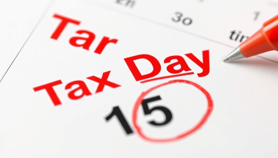 Close-up calendar highlighting Tax Day with red circle.