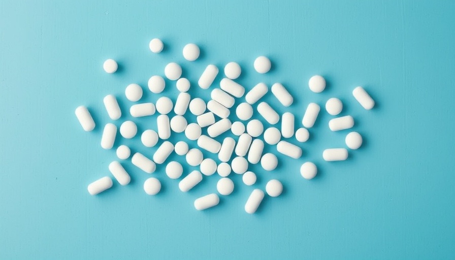 White pills scattered on blue background related to antibiotic resistance.