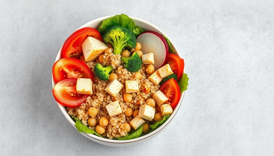 Healthy vegetable and quinoa salad for treating fatty liver disease with diet.