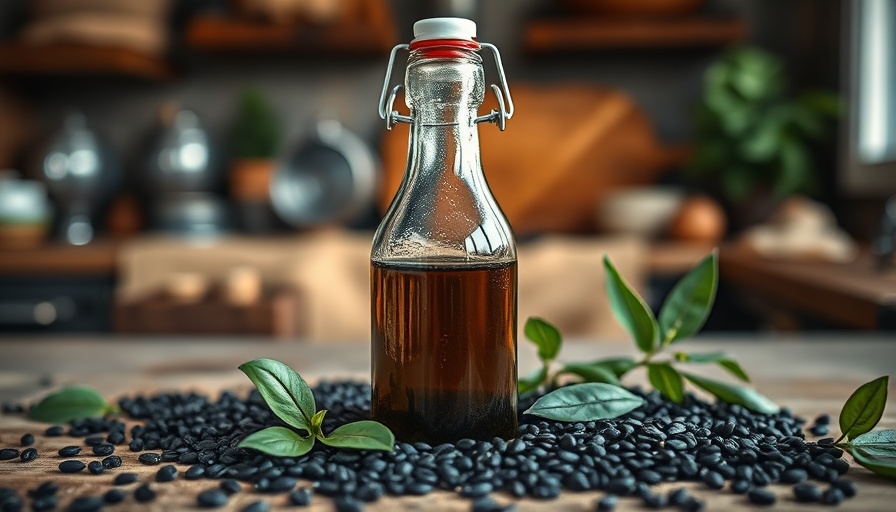 Black seed oil benefits highlighted by aromatic setup with seeds.