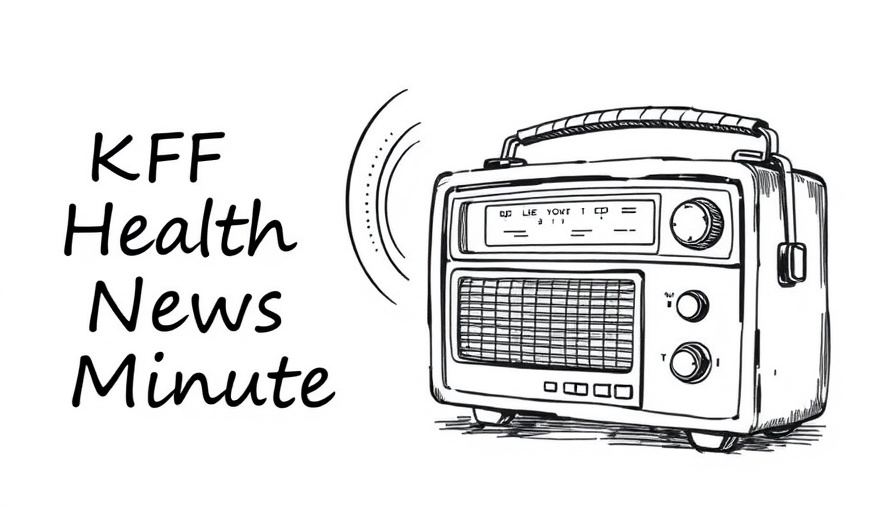 Illustration of vintage radio with KFF Health News Minute text