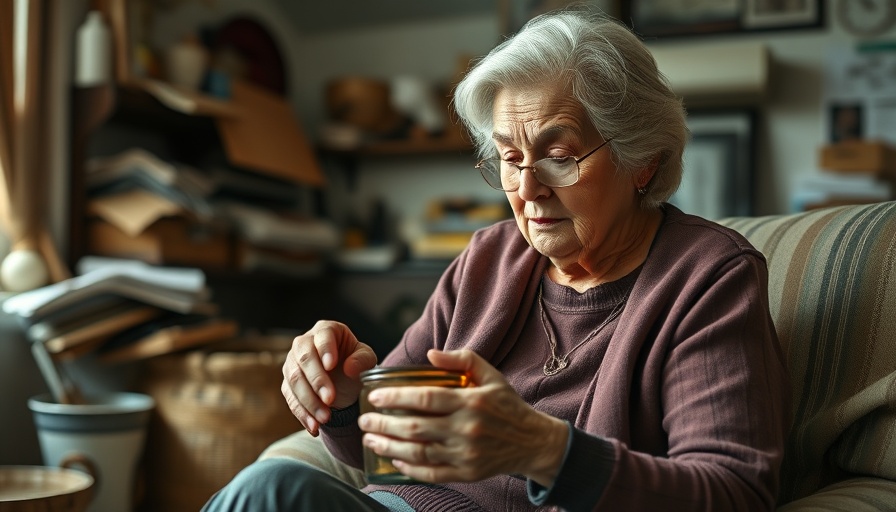 Elderly woman in a rural home examining a container, highlighting rural telehealth access.
