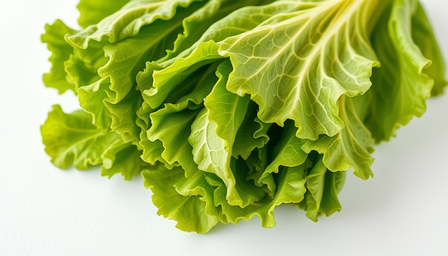 Crisp romaine lettuce on white surface, highlighting food safety.