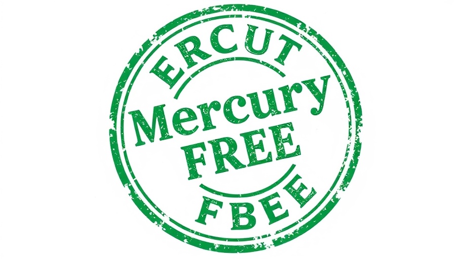 Mercury-free dentistry symbol in green stamp design.
