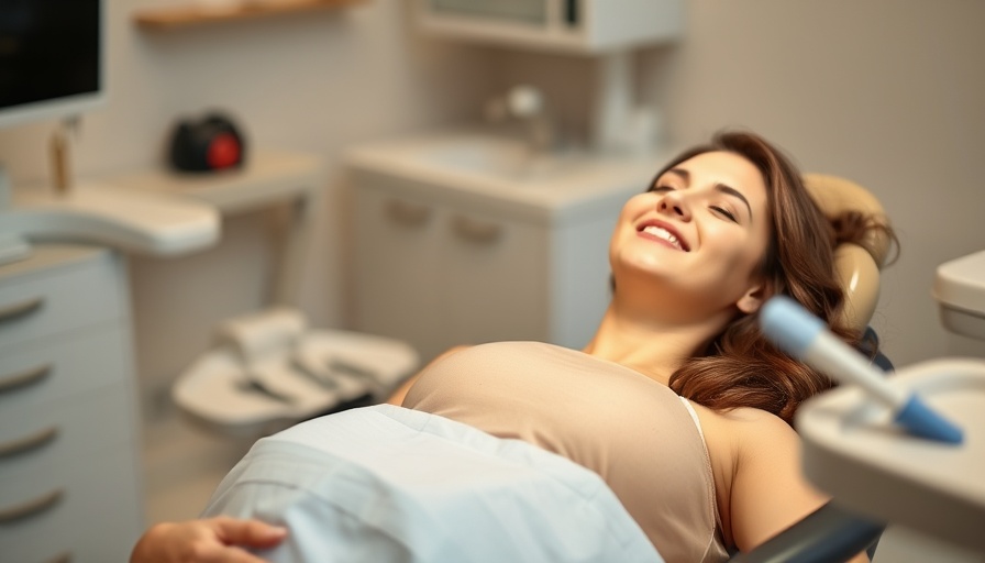 Pregnant woman receiving preventive dental care, smiling happily.