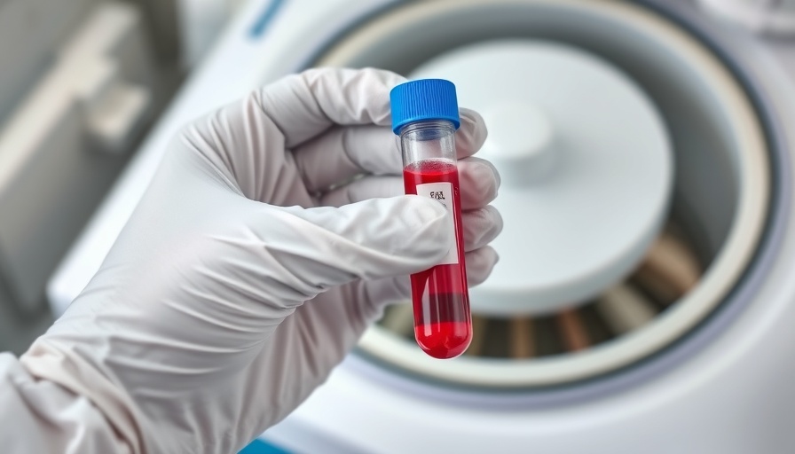 Gloved hand handling platelet rich fibrin sample for dental healing.