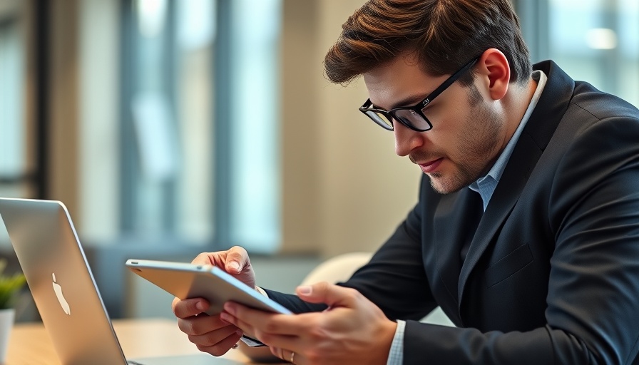 Professional using tablet for Manta Business Directory