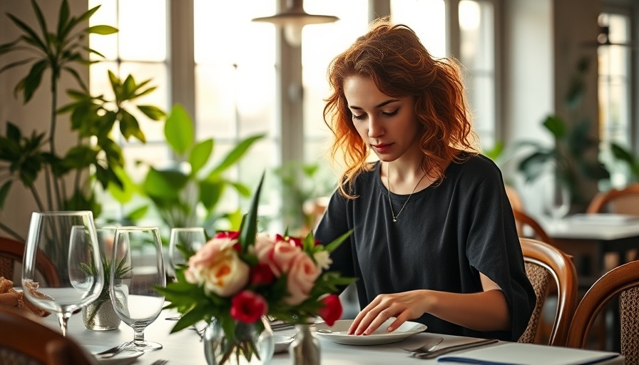 Woman arranging a table setting, highlighting customer attraction strategies.