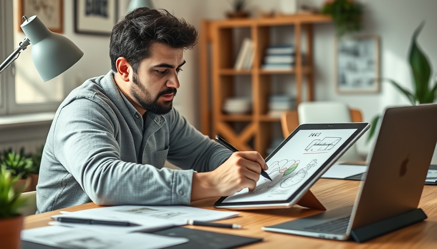 Man sketching on tablet, cozy workspace, Guide to Side Hustles