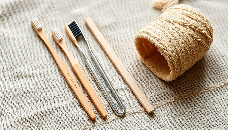 Eco-friendly oral care set with bamboo toothbrushes and loofah.