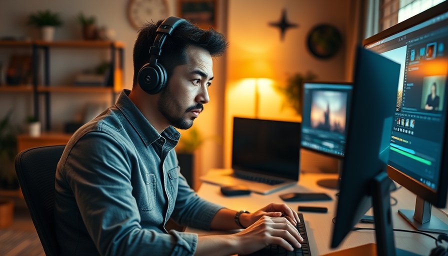 Man video editing at computer, illustrating how to post a job on Upwork.