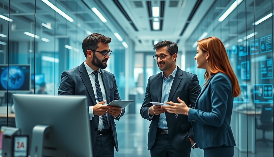 Innovative business professionals strategizing in a modern office.