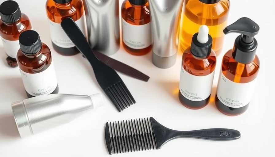 Collection of low-waste beauty products displayed neatly with a comb.
