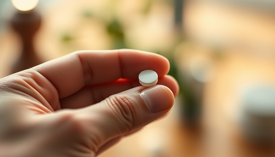 Close-up hand holding supplement tablet for vegans and iodine deficiency risk.