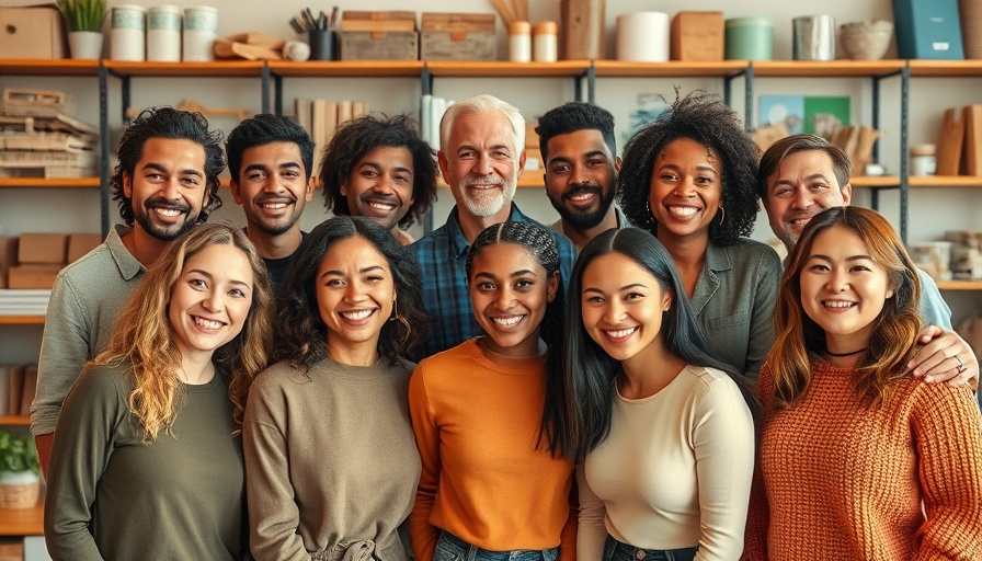 Smiling individuals in workspace illustrating search visibility in the AI era.