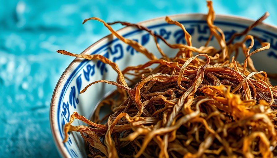 Dried seaweed in bowl on textured background, natural sources of iodine.