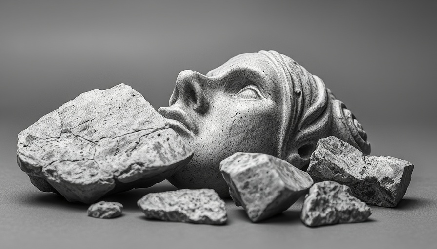 Fragments of Hatshepsut's destroyed statues displayed on a flat surface.