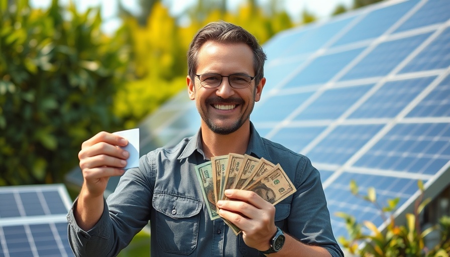 Confident man with money in front of solar panels, Alternative Lending Solutions