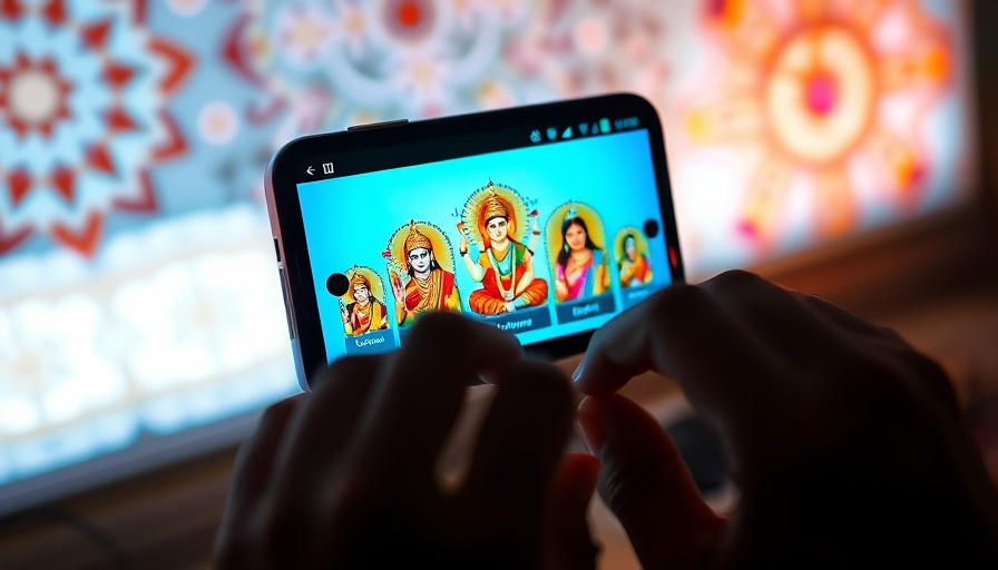 Sri Mandir digital devotion app showcasing Hindu deity interface.