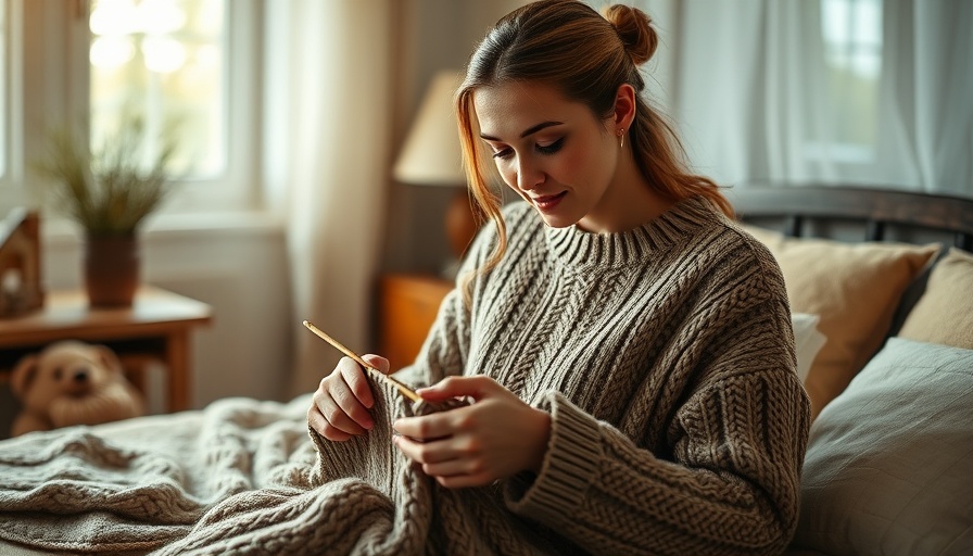 Young woman knitting in cozy room highlighting the value of artisan craftsmanship.