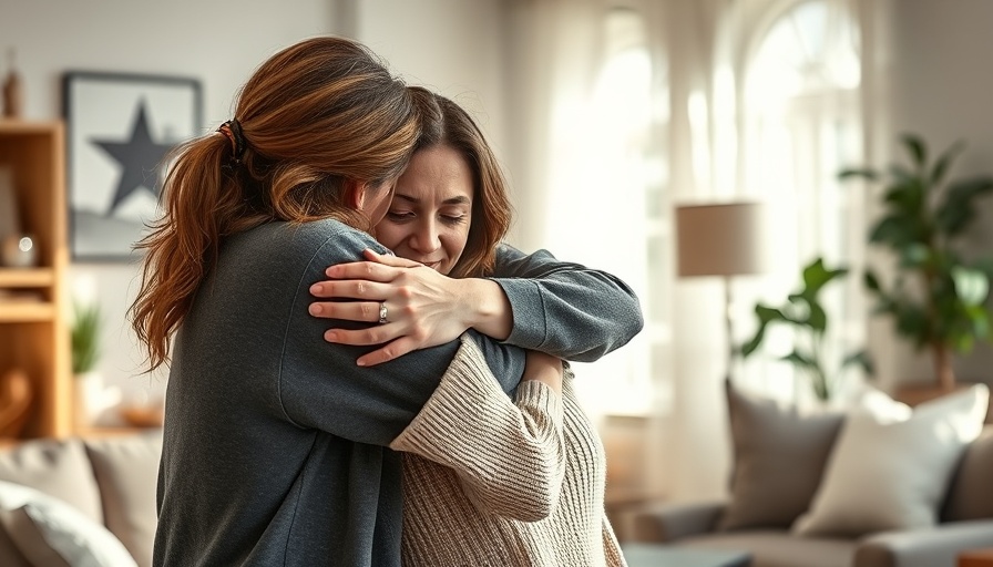 Messages of hope for depression relief through comforting embrace