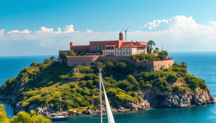 French president vacation retreat, stunning coastal fortress view.