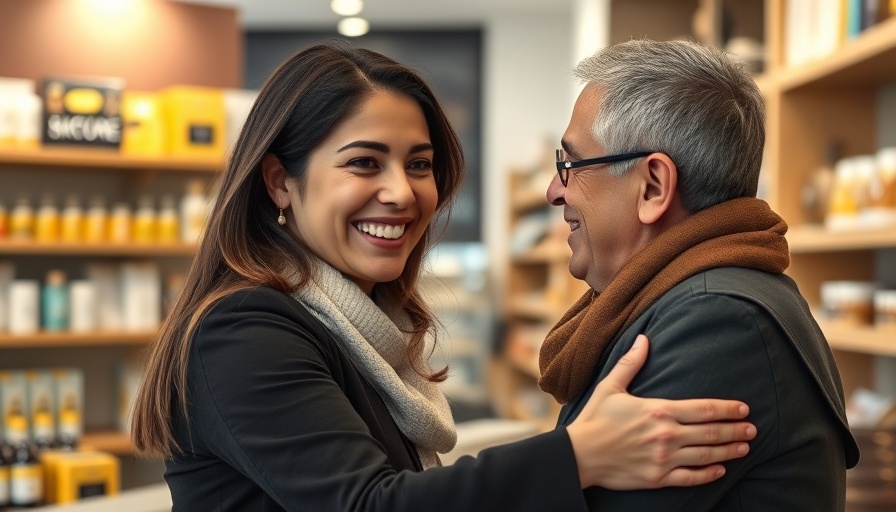 Warm customer interaction in retail store showcasing loyalty.
