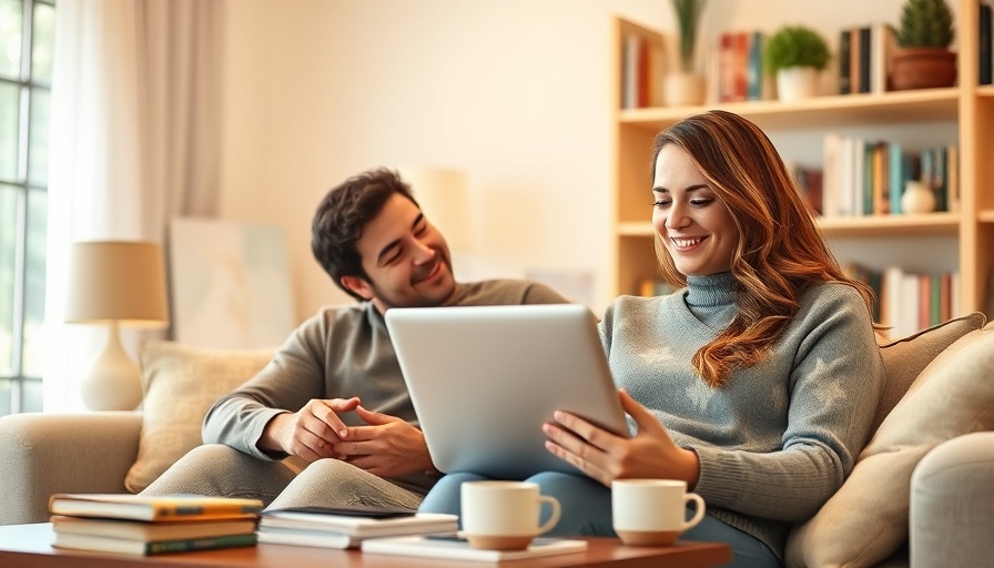 Happy couple using laptop for credit cards for authorized users at home.