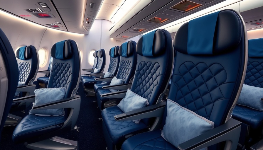Luxurious Delta Premium Economy cabin with quilted seats and amenities.