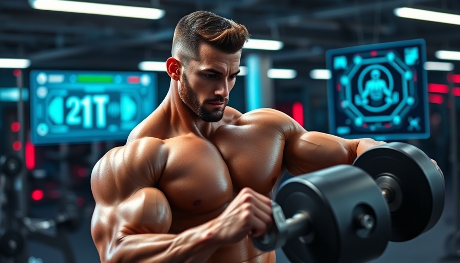 Man using AI fitness technology in a modern gym environment