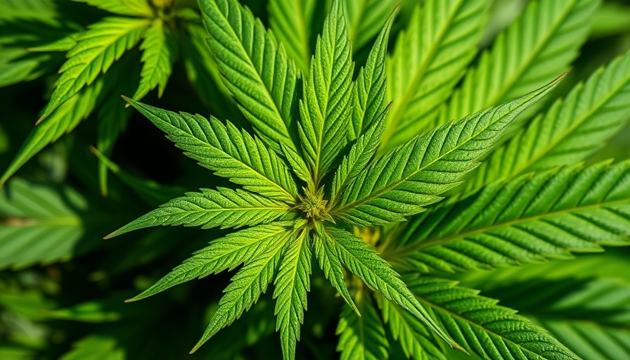 Detailed close-up of lush green cannabis leaves.
