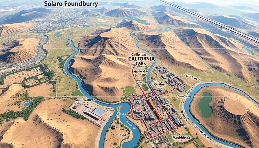 California Forever tech manufacturing park map near Solano Foundry, highlighting proximities.
