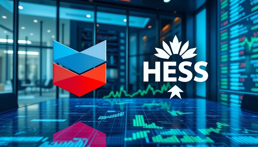 Chevron's acquisition of Hess illustrated with corporate merger themes.