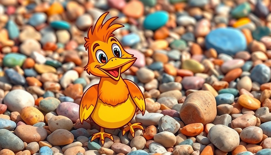 Florida Orange Bird Icon with colorful decorative rocks