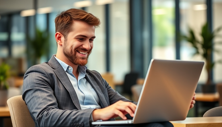 Smiling businessman becoming a mid-tier influencer online