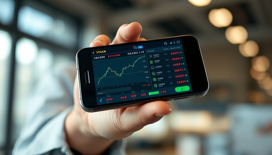 AI in Stock Market Investment app displayed on smartphone, close-up view