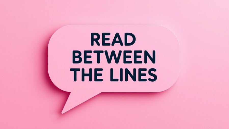 Vibrant 'READ BETWEEN THE LINES' text bubble promoting client engagement strategies.