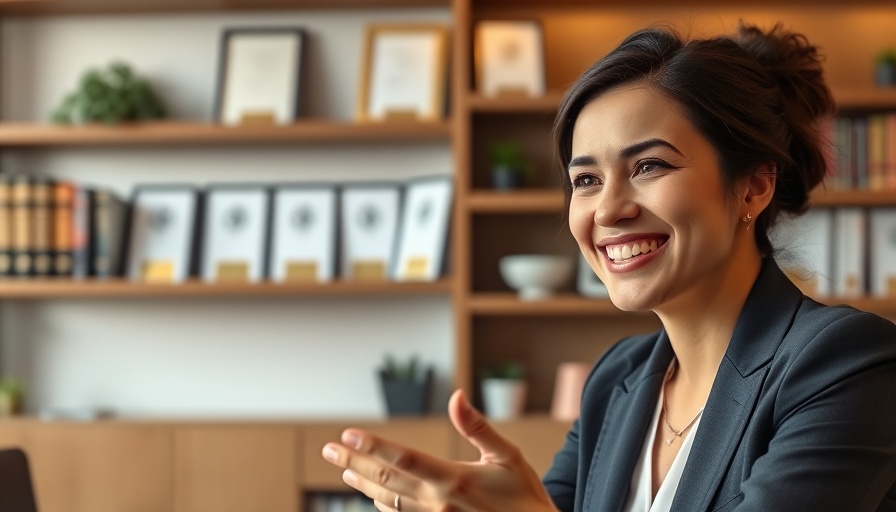 Smiling businesswoman interviewing in modern office