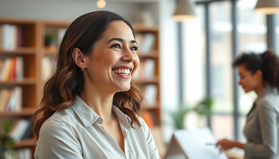 Confident woman in office showing how to hire a personal assistant.
