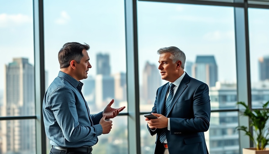Two professionals discussing business negotiation strategies in an office.
