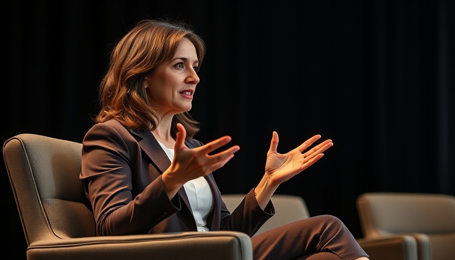 Professional woman discussing Total Addressable Market for Startups at conference.