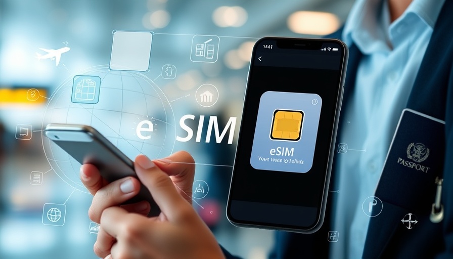 Airalo Discover Travel eSIM interface in tech-themed travel setting