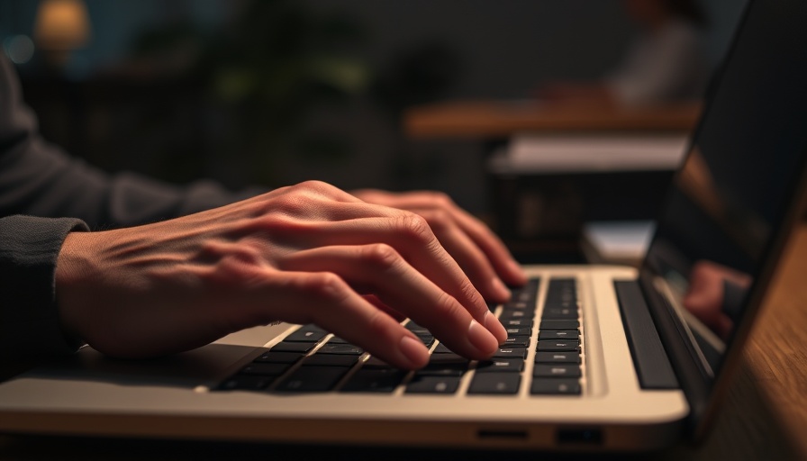 Close-up of hands typing on laptop, ChatGPT prompts for SEO