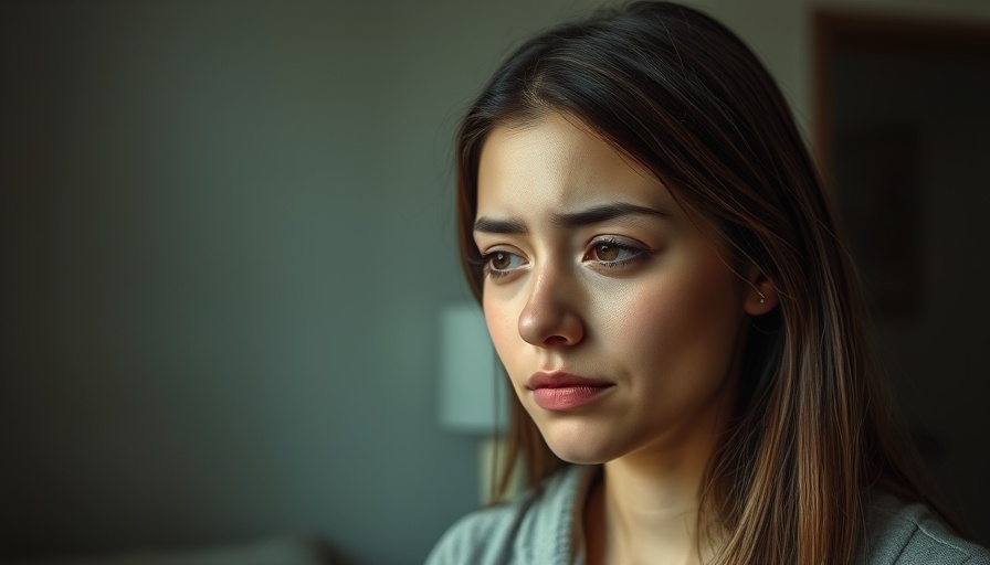 A young woman coping with pet loss, eyes closed and tearful.