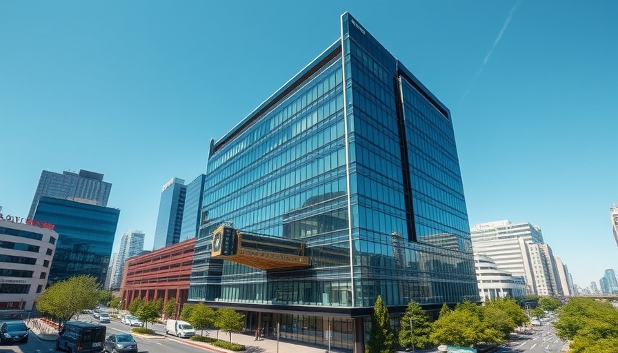 Office building post shooting return, modern architecture.