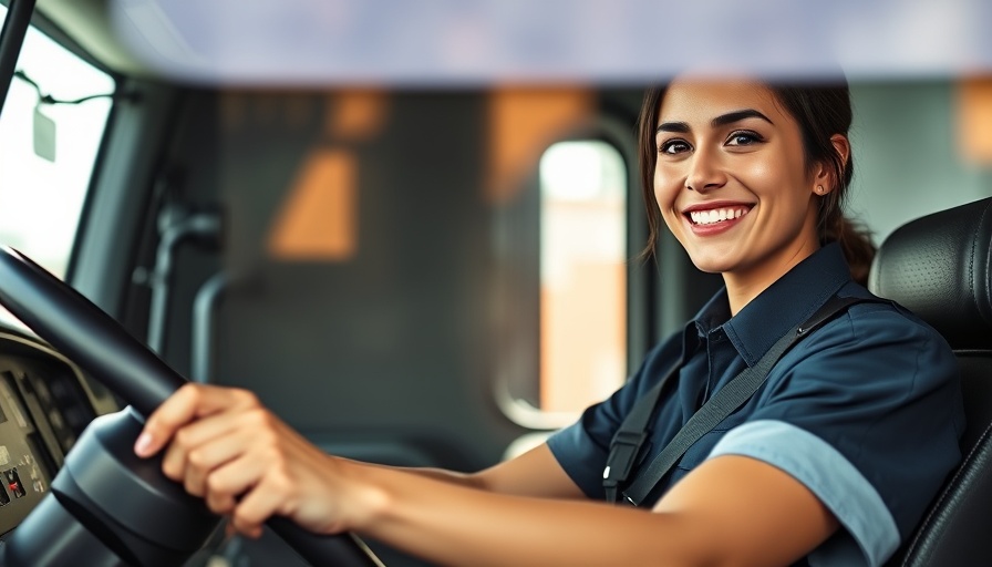 Confident female driver shaping better road habits in a truck cabin.