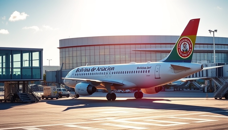 Boliviana de Aviacion airplane at airport gate for Washington D.C. flights