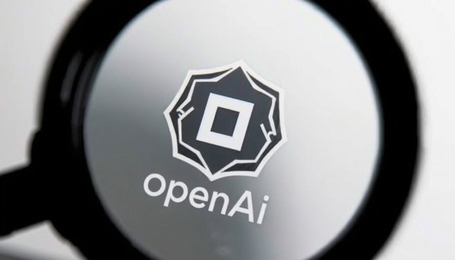 Close-up of OpenAI logo under magnifying glass, highlighting details.
