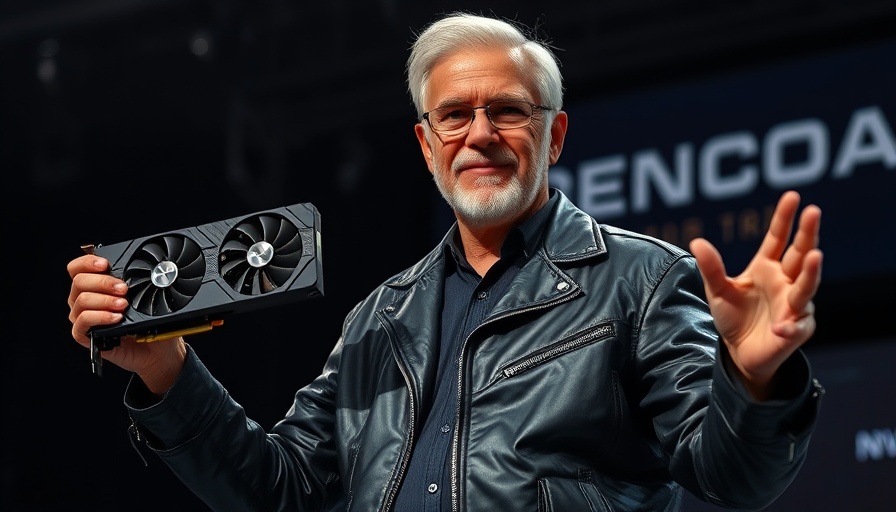 Nvidia executive presenting AI chip at an event.