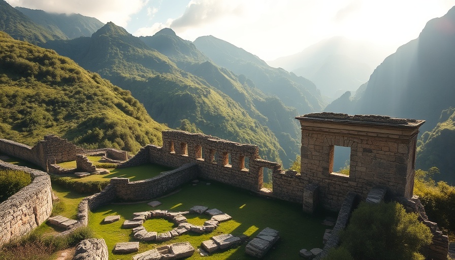 Ancient Delphi ruins in sunlit mountainous landscape.